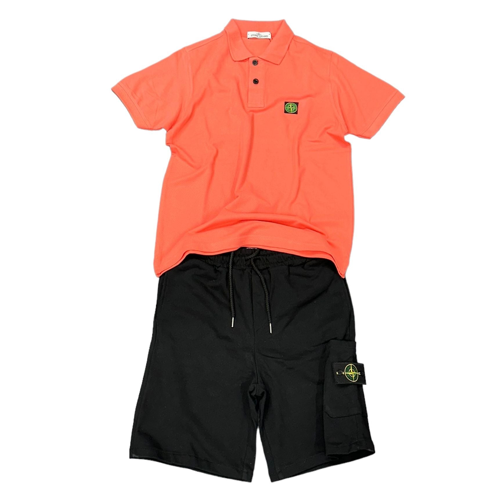 COMPLETO STONE ISLAND MAGLIA SALMONE + PANTALONE NERO