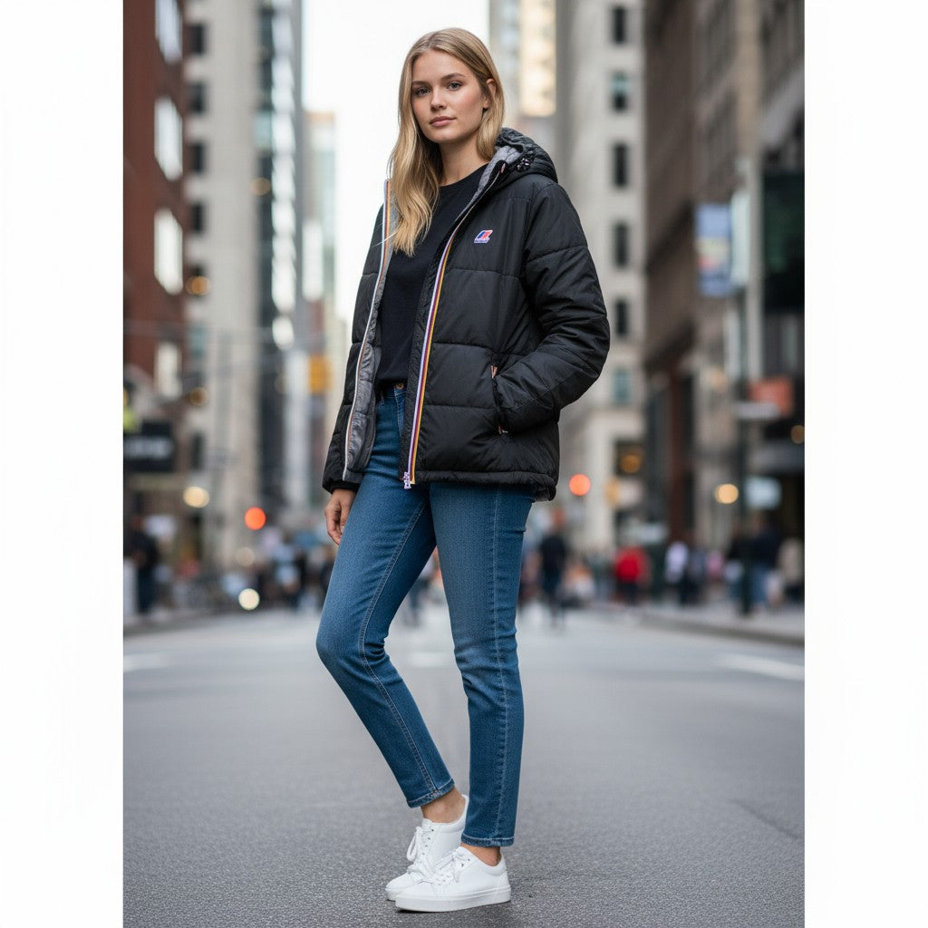 KWAY DONNA CORTO DOUBLE FACE NERO