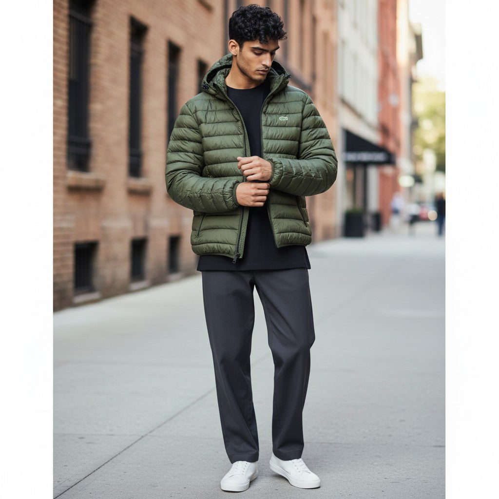 GIACCA PIUMINO DOUBLE FACE LACOSTE COLORE VERDE